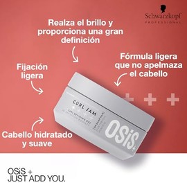 OSIS - Curl Jam Gel de Rizos 300 ml, Hidrata y Define el Cabello, Aporta Suavidad, Realza Rizos Naturales, Fijación Ligera, Reactiva Elasticidad, Bril