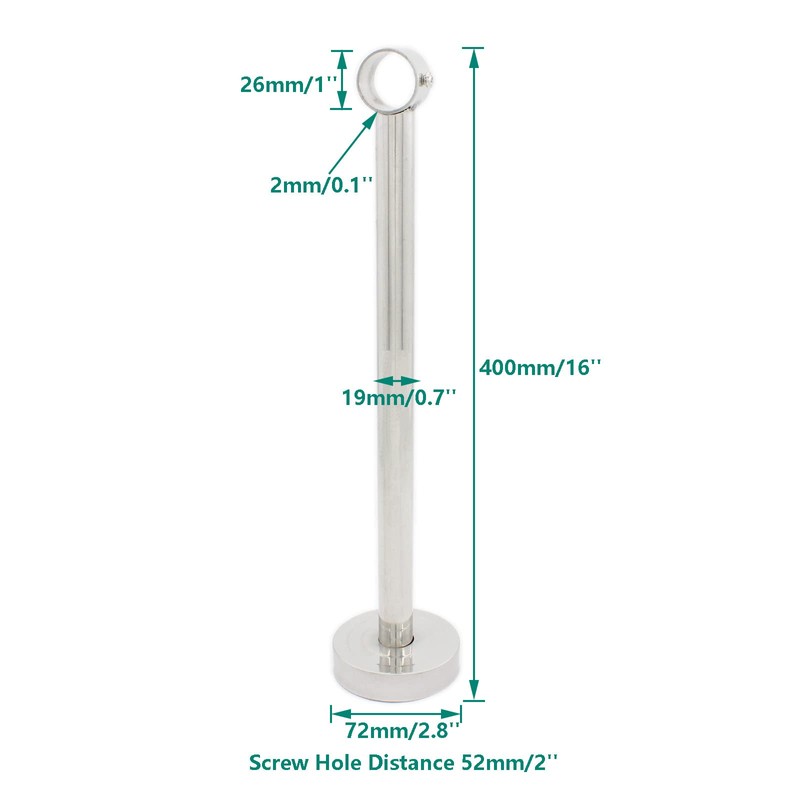 2 Pack Ceiling Mount Bracket, Stainless Steel Wardrobe Pipe Bracket