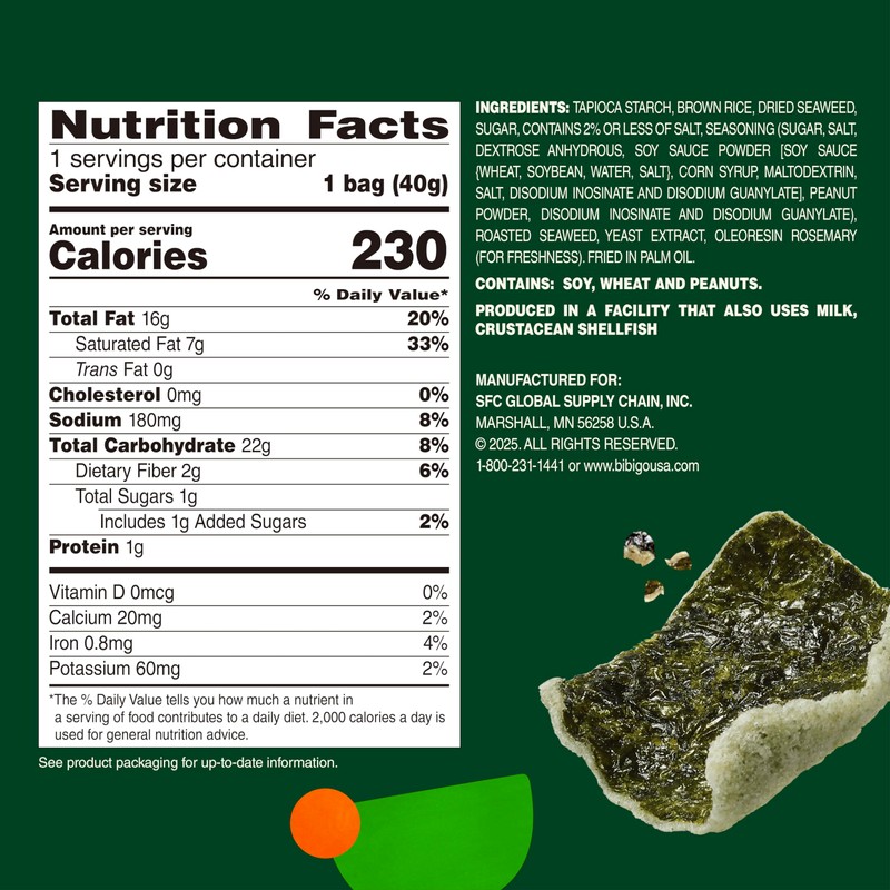 Bibigo Seaweed Chips, 1.41 Ounce (Pack of 6)