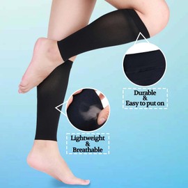 20-30 mmHg Medical Compression Calf Sleeve for Men and Women（Black,XXL）