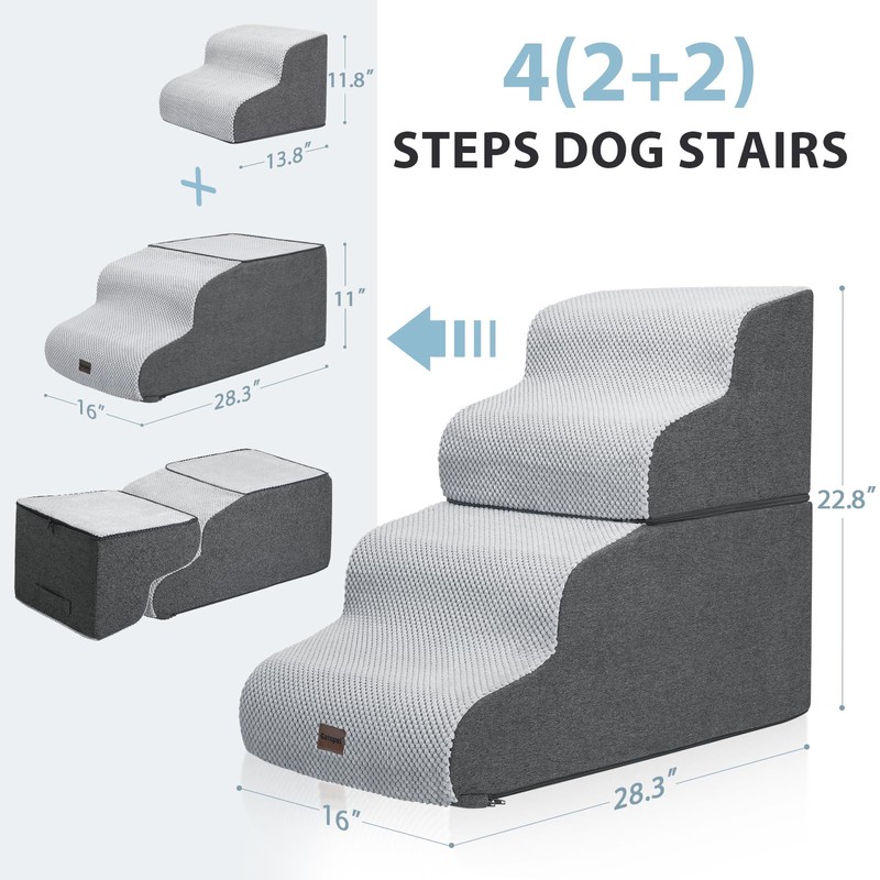 Garnpet Dog Stairs for High Beds, 4-Step Dog Steps for