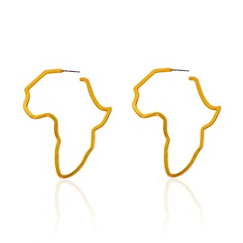Seakuur African Map Shaped Drop Earrings Stainless Steel Gold Plated Statement Africa Jewelry Ear Charms for Women (Gold)