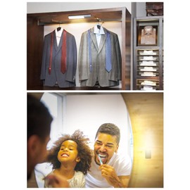 XINGYUNTREE 2 PCS Under Cabinet LED Light Fixture Rechargable Battery Motion Sensor led Bars Closet Lights for Homelife Hallway Staircase Cosmetic Mirror