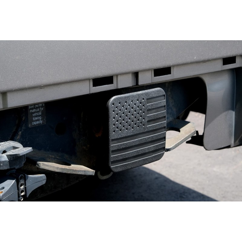 eVerHitch 2" American Black Flag Trailer Hitch Cover Plug for
