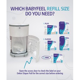 Babyfeel Refills Compatible with DEKOR MINI Diaper Pails | 4 Pack | Exclusive 20% Extra Thickness | Diaper Pail Refills with Powerful Odor Elimination | Powder Scent | Holds up to 1320 Diapers