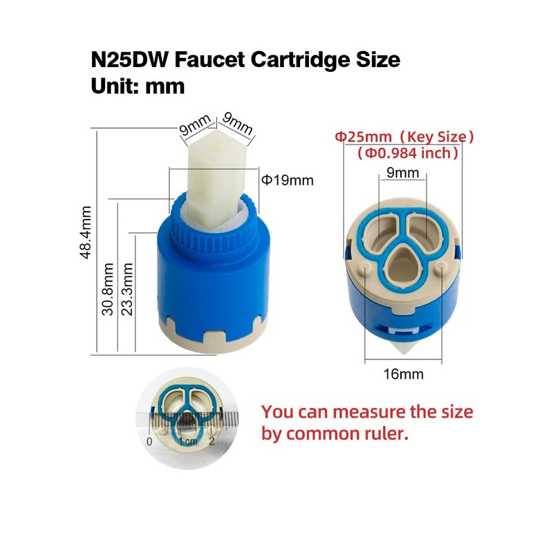 XLHippo 25mm Faucet Cartridge (6-Pack), Single Handle Faucet Valve for