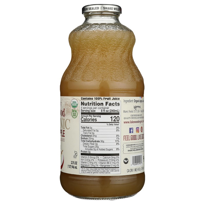 Lakewood, Organic Pure Apple Juice, 32 oz