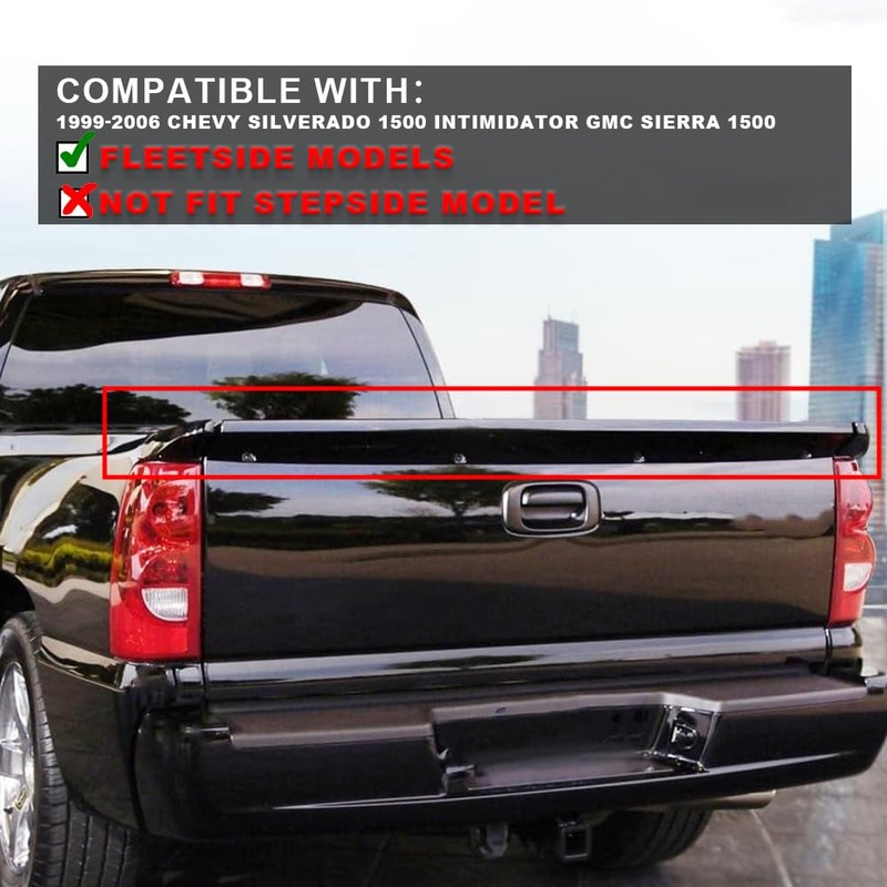 G-PLUS Tailgate Spoiler Molding Cap Compatible with Chevy Silverado 1500