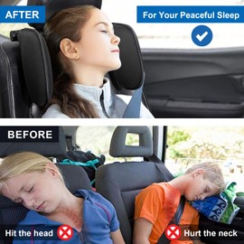 Spurtar Car Headrest Pillow, 360° Adjustable Car Pillow for Kids and Adults, Neck Pillow Travel, Car Seat Head Support, Kids Travel Pillow for Sleeping, Car Neck Pillow, Car Gadgets, Black