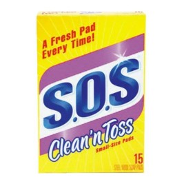 S.O.S (3-15ct)-S.O.S Clean 'n Toss Scouring Pad(Made of steel wool and soap) Mdl:91011