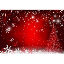 Haboke 10X8ft Soft Fabric Winter Red and Christmas Tree Backdrop for Photography Snowflake Bokeh Photo Background Banner Studio Props Christmas Party Decorations Supplies