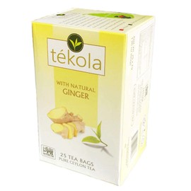 Tekola, Ceylon Black Tea with Natural Ginger Root. A premium blend of 100% pure Ceylon Tea with ginger. Robust, flavorful, and invigorating with the spicy sweetness of ginger, 25 Count (Pack of 2)