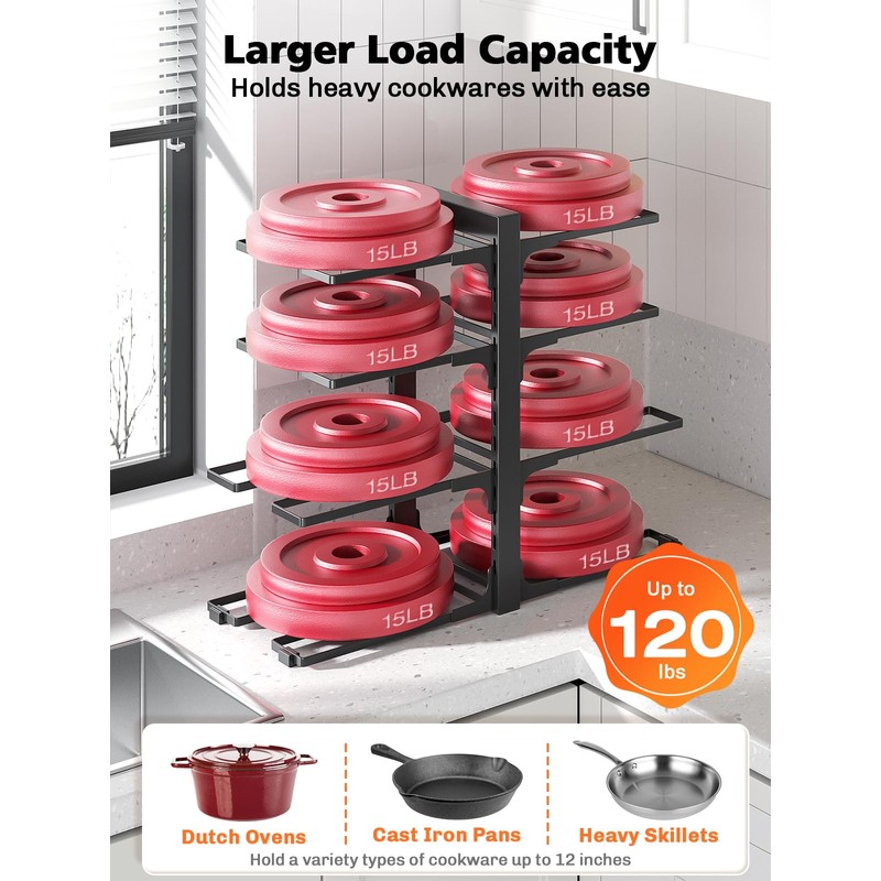 MUDEELA 8-Tier Pots and Pans Organizer under Cabinet, 15.83" Height