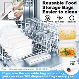 Reusable Silicone Storage Bags, 2 PCS Stand Up Food Grade Storage Bag, Multipurpose Kitchen Storage Solution, Ideal for Meal Prep & Food Storage, Microwave, Dishwasher and Freezer Safe (White)