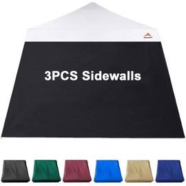 JANCANOPY Black SunWall for 11x11,12x12 Slant Leg Pop Up Canopy,3 Pack Sidewalls Only