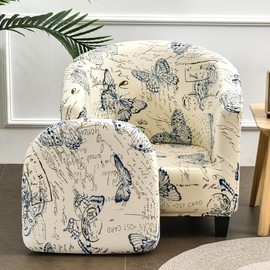 Club Chair Slipcover Stretch Tub Chair Cover Printed Armchair Slipcover Breathable Armchair Chair Cover Removable Armchair Protector Covers Machine Washable Chair Slipcover for Living Room Home