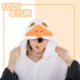 NEWCOSPLAY Animal Onesie Costume Adult Pajamas Plush One Piece Cosplay Costume(Seagull,Medium)