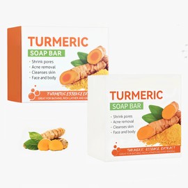 Turmeric Handmade Soap, Facial Soap, Gentle Skin Care Essential Oil Soap, Body Cleanser, Anti-Acne, Shrink Pores, Deep Cleansing, Moisturizing, Firming, With Foaming Net, Suitable For Body And Face