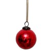 Aurora Christmas Glass Crackle Ball Christmas Bauble, Red, 2"