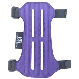 Hunt & Seek Fabric Archery Arm Guard 2 Elastic Velcro Adjustable Straps Suede Leather Hunting Arm Guard Forearm Wrist Protector Archery Bracer Unisex - Purple