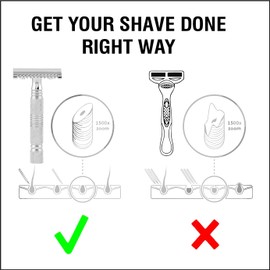 Pearl shaving Double Edge Safety Razor SSH-01 Open comb + Close comb (chrome) Short Handle, 5 blades