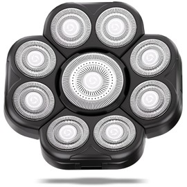 Magnetic Head Shaver Replacement Heads 7 Double Ring Waterproof Rotary Razor Blades for Bald Men Compatible with freebird wyklaus shpavver & Other Brands(black9)