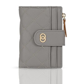 Small Wallet For Women- Credit Card Holder Wallet For Women Girls- Zipper Small Bifold Wallet Mini Coin Purse With ID Window (Grey)