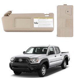 KruzeKraft Sun Visor Left Driver Side Beige Fits for Toyota Tacoma 2005-2012 with Storage Bag Fits 74320-04181-B1 W/O Light