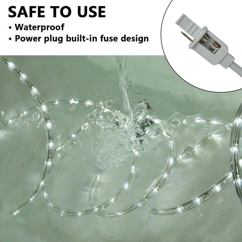 SURNIE Rope Lights Outdoor Waterproof Daylight White: LED 50FT Cuttable