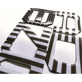 3D US Blackout Flag Raised Domed Poly Coated Tailgate Letters/Inserts Compatible with TUN 2022 2023 2024 2025 Model US Made