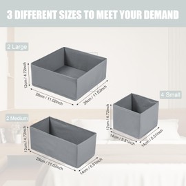 Mooisco 8 Pack Drawer Organizer Clothes, Fabric Closet Organizers and Storage, Foldable Cloth Storage Bins for Underwear Socks, Bra, Ties, Scarf, Belt, Hair Accessories, Grey