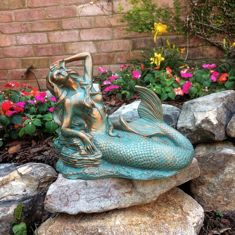 3 Piece Mermaid Table Top Bronze Patina Beach and Pool