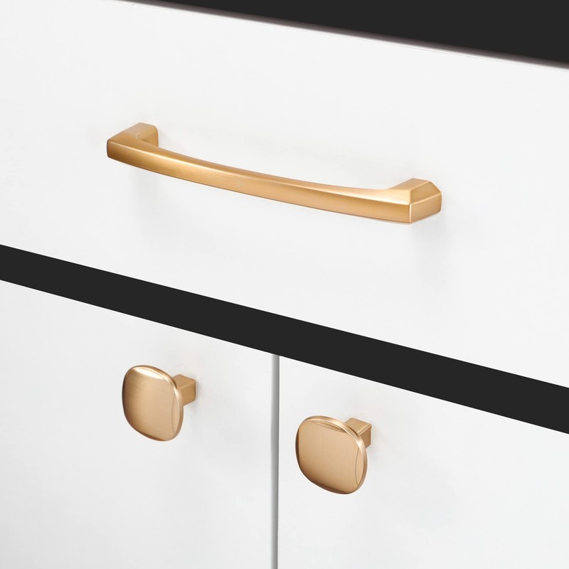 Cotykiley 10 Pack Champagne Bronze Drawer Pulls Brushed Brass Kitchen