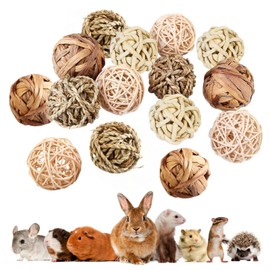 Nizirioo Pack of 15 Chew Balls, Small Animals Chew Toy, Grass Ball, Small Animal Toy, Rabbit Chew Toy, Hamster Toy for Rabbits, Hamsters, Chinchilla, Gerbils, Guinea Pigs, Small Animals