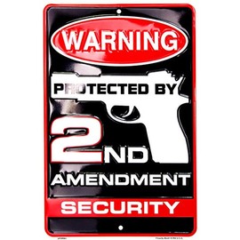 HangTme Warning Protected By 2nd Amendment Security 8 X 12 Metal Sign