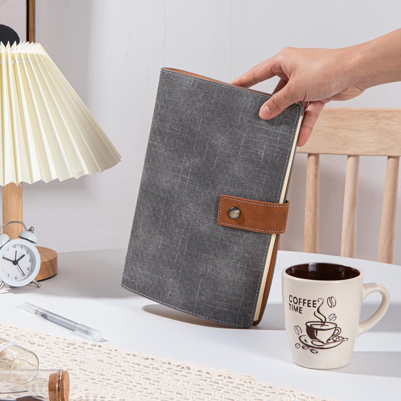 Leather Spiral Bound Notebook, Refillable Writing Journal for Men and