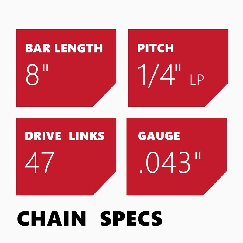 KAKEI 8 Inch Chainsaw Chain 1/4" Pitch .043" Gauge 47