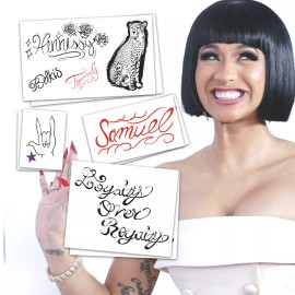 TattooFun Cardi B Temporary Tattoos | Realist | Life-Sized | Skin Safe