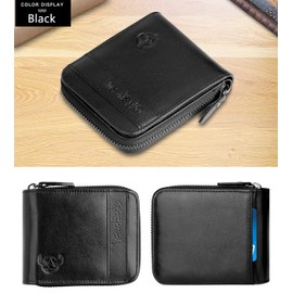Admetus Mens Wallets Leather Zipper Wallet for Men Bifold RFID Multi Card Holder Purse black258-1