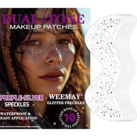 Auiremrti 4 Stück Glitzer Freckles,Gesichtstattoo,Dual-Tone Lila-Silber,Wasserfest Und Langanhaltend, Natürliche Glitzersticker Für Party, Karneval Und Festivals