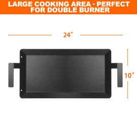 Carbon Steel Griddle for Induction Griddle, Gas Grill, Stove Top, Electric, Oven - 24" x 10" Professional Cookware for Cooktop, Double Burner NonStick Griddle Pan
