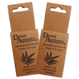 Bamboo Interdental Brushes 2 Packs ~ 10 Brushes Per Pack (Brown, 0.6 + 0.6)