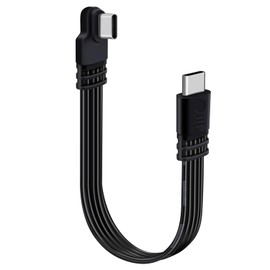 HuaLiSiJi USB C to USB C Charger Cable PD 65W 90 Degree Type C to Type C Cable 480Mbps Data Transmission for Mobile Phone, Tablet and More (Left and Right, 0.3 m)
