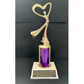 Unbranded Modern Dance Heart Trophy With 3” Post. (Please See All Photos)