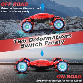 Fosgoit RC Car Toys for Boys Girls 6-12, Birthday Xmas Gifts for 6 7 8 9 10 11 12 Years Old, Gesture Sensing RC Stunt Car with Lights Music 2.4GHz 4WD Hand Remote Control 360° Rotate All-Round Drift