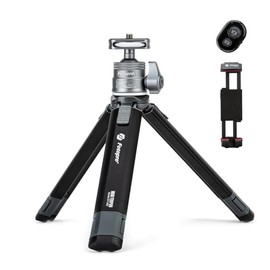 Fotopro Extendable Mini Camera Tripod, Aluminum Alloy Handheld Tripod with Ball Head Phone Holder Universal Tablet Phone Tripod Mount Bluetooth Remote Control for Phone DSLR Camera
