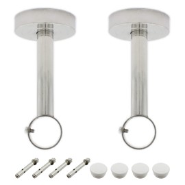 2 Pack Ceiling Mount Bracket, Stainless Steel Wardrobe Pipe Bracket Rod Holder Ceiling Holder, ULIFESTAR Shower Curtain Closet Wardrobe Rod Lever Support Pipe Flange Socket (D*H)33*200mm/1.3*8''