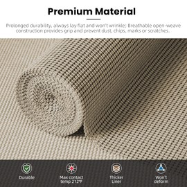 BAGAIL Drawer and Shelf Liner, 12 in X 10 Ft Non-Adhesive Shelf Liners for Kitchen Cabinets, Thick Strong Grip Liners for Desk, Shelves, Bathroom Drawers, Cabinet Protection - Beige