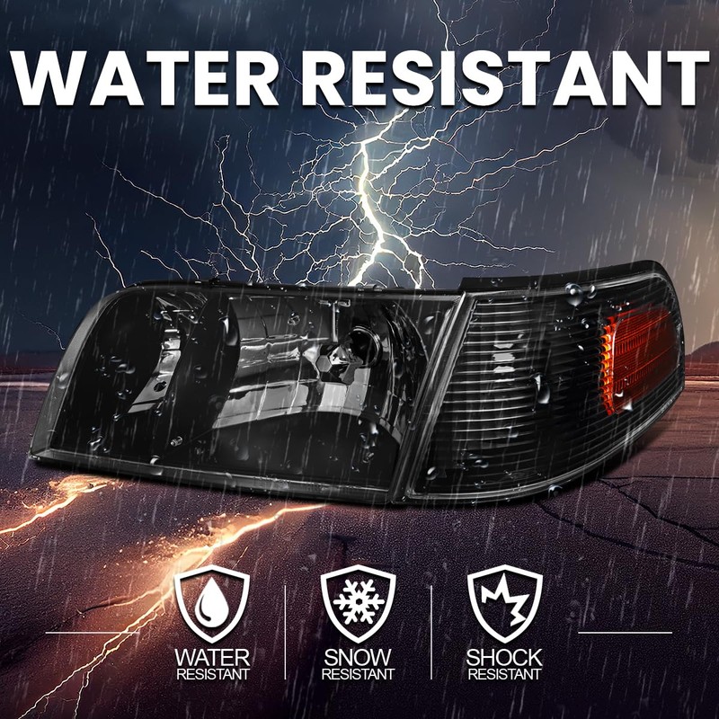 Spec-D Tuning Black Housing Clear Lens Headlights + Corner Lights