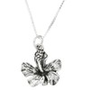 LGU Sterling Silver Oxidized One Sided Hibiscus Flower Charm Pendant